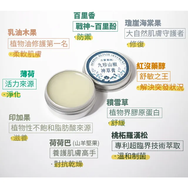 【古寶無患子】3入組 九珍山椒神草膏14g(萬用膏/舒緩/修護/乳油木果)