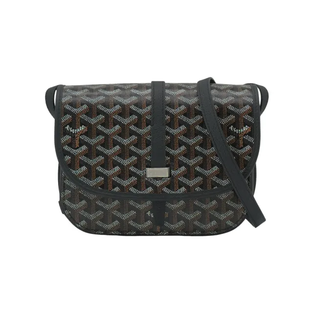 【GOYARD 高雅德】Belvedere PM 帆布穿釦斜背包(黑)