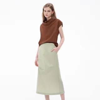 【MOMA】輕量防風修臀後中開衩長裙(兩色)