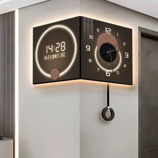 【匠俱】轉角掛鐘(輕奢 轉角掛鐘 高階客廳創意雙面拐角時鐘 簡約大氣 數顯電子鐘表 掛墻)