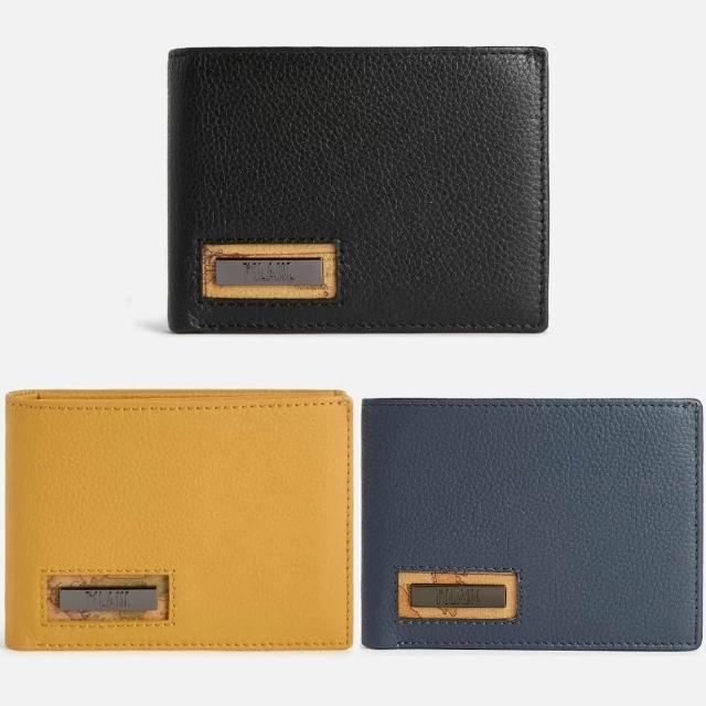 【Alviero Martini】義大利地圖包 小牛皮13卡零錢袋短夾(三色)