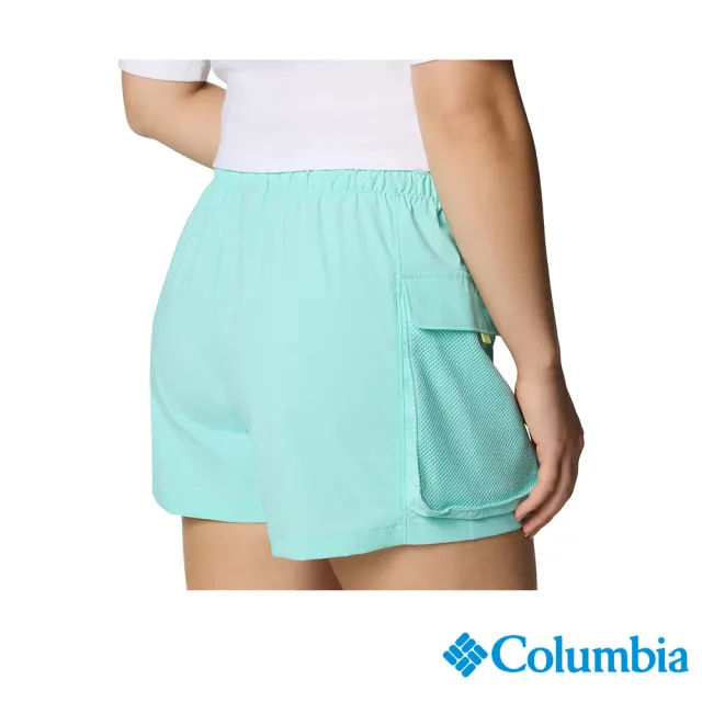【Columbia 哥倫比亞】女款-女防曬UPF50防潑水短褲-湖水藍(UFL70190AQ/JS)
