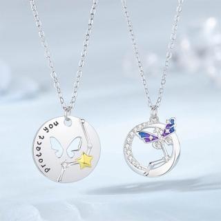 【巴黎精品】頂級925純銀項鍊鎖骨鏈情人節禮物情侶對鍊配件(星辰蝶戀情侶項鍊2款n1kp57)