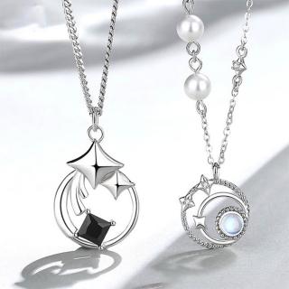 【巴黎精品】頂級925純銀項鍊鎖骨鏈情人節禮物情侶對鍊配件(星辰月光情侶項鍊2款n1kp25)