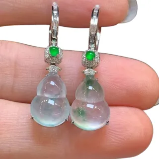 【ANGEL】冰糖葫蘆透膚垂墜時尚輕奢氣質耳環(綠色)