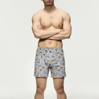 【Mr. DADADO】麥鑲金啤 M-3L 印花四角男內褲 天然絲光棉-吸濕排汗-GHQ521FL(淡灰色)