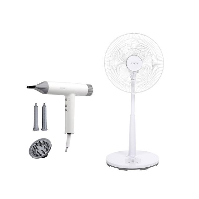 【TECO 東元】BLDC專業負離子吹風機 XYFXZ003+14吋DC馬達遙控立扇 XA1428BRD