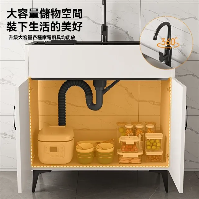 【匠俱】不銹鋼水槽櫃 65*45cm大單槽 流理台(廚房洗菜盆 多功能水槽 洗碗池落地式櫥櫃 廚房水槽 洗手台)