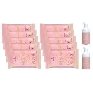 【TRIFORCE 翠芙思】白茶私密濕巾大容量組 贈白茶慕斯(私密處清潔 潤滑液 私密處保養 私密濕巾 長效水潤)