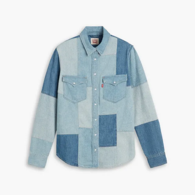 【LEVIS】女款 牛仔襯衫 拼接襯衫 設計款襯衫 女生上衣 熱賣單品 003TO-0000