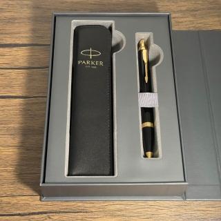 【PARKER】派克 IM系列麗雅黑金夾原子筆 真皮筆套禮盒(IM)