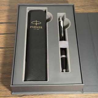 【PARKER】派克 IM系列麗雅黑白夾原子筆 真皮筆套禮盒(IM)