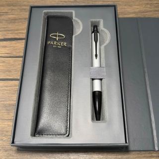 【PARKER】派克 IM系列內斂灰原子筆 真皮筆套禮盒(IM)