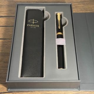 【PARKER】派克 IM麗雅黑金夾鋼珠筆 真皮筆套禮盒(IM)