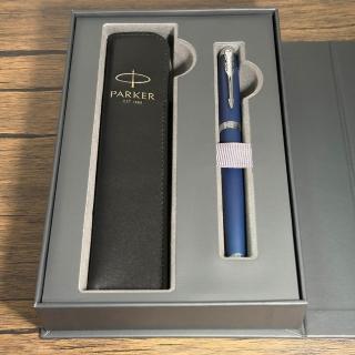 【PARKER】派克 IM寶藍白夾鋼珠筆 真皮筆套禮盒(IM)