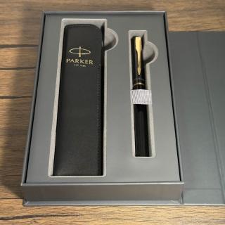 【PARKER】派克 威雅XL幻影黑鋼珠筆 真皮筆套禮盒(VectorXL)