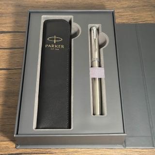 【PARKER】派克 IM鋼桿白夾鋼珠筆 真皮筆套禮盒(IM)