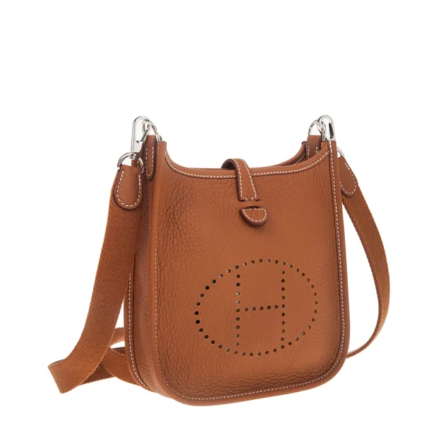【Hermes 愛馬仕】新款Evelyne 16Amazone銀釦斜背包(GOLD/GOLD)