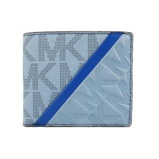 【Michael Kors】COOPER新款壓印LOGO鈔票/八卡短夾(藍)