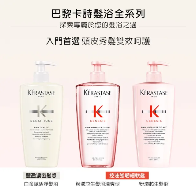 【KERASTASE 巴黎卡詩】500ml大容量髮浴/洗髮精(多款任選/控油/護色/去屑/豐盈/養髮)