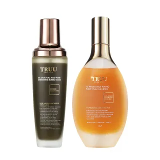 【TRUU 童】2%水楊酸毛孔緊緻泡泡面膜120ml+76酵母胺基酸淨膚潔顏露150g(深層淨化 代謝角質 緊緻毛孔)