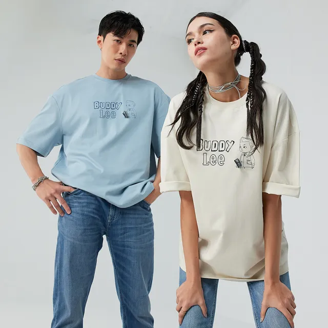 【Lee 官方旗艦】男女同款 短袖T恤 BUDDY LEE印花 男女共版 共2色(LB502038105/LB502038109)