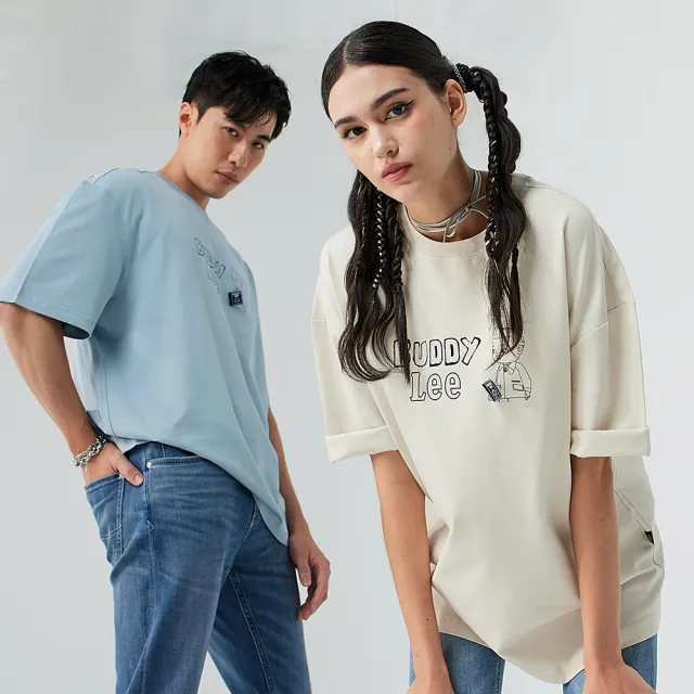 【Lee 官方旗艦】男女同款 短袖T恤 BUDDY LEE印花 男女共版 共2色(LB502038105/LB502038109)