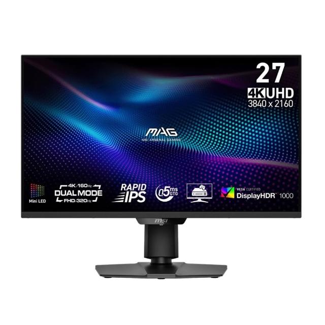 【MSI 微星】MAG 274UPDF E16M 27型 IPS 4K 雙模式電競螢幕(UHD/0.5ms/HDR1000/Type-C)