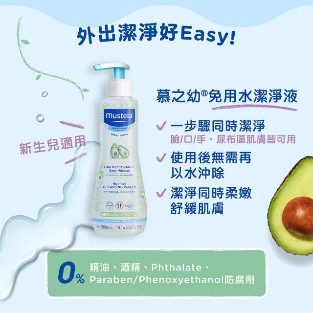 【Mustela 慕之恬廊】momo獨家 屁屁呵護組(VBC屁屁膏150mlX2＋免用水潔淨液300ml 屁屁膏 尿布區照護)