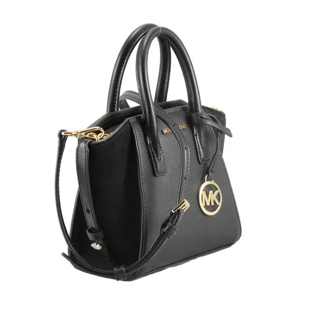 【Michael Kors】小型包-經典造型皮革、麂皮手提/斜背/肩背兩用包(黑)