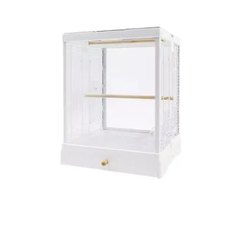 【Dayan 達洋】全景鋼化玻璃鳥籠B4001-白(鳥籠 景觀鳥籠 透明鳥籠)