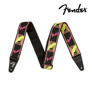 【Fender】Neon Monogrammed Strap 吉他背帶 黃粉(原廠公司貨 商品保固有保障)