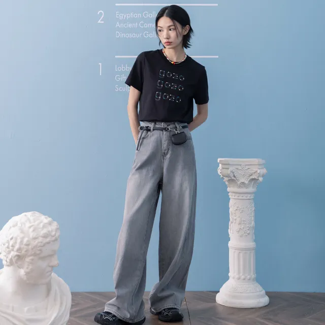 【gozo】立體泡泡品牌LOGO印花T恤(兩色)