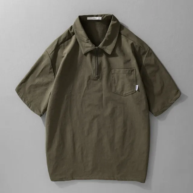 【巴黎精品】男POLO衫短袖上衣寬鬆襯衫高爾夫球衫休閒男裝(夏日潮流工裝拉鍊領男上衣3色n1kq90)