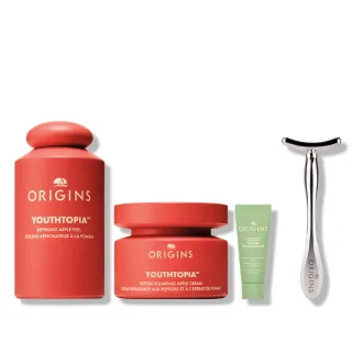 【ORIGINS 品木宣言】蘋果奇肌雙星組(蘋果精露100ml+蘋果澎澎霜50m+淨光精華5ml)