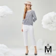 【MYVEGA 麥雪爾】MA都會圓領蝴蝶蕾絲條紋上衣-藍(通勤風/)