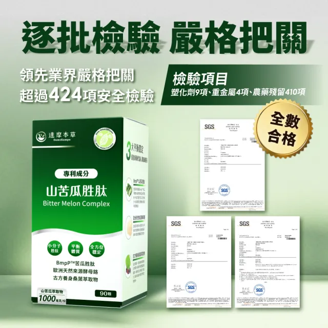 【達摩本草】BmpP美國專利山苦瓜胜肽 6入組(90顆/盒、共540顆)