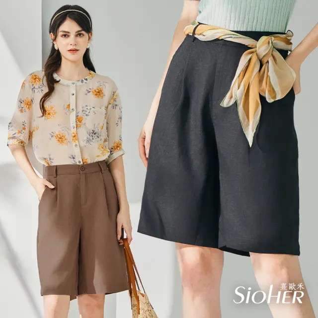 【SiOHER 熹歐禾】現貨 萊賽爾沁涼亞麻五分褲兩件組(女裝/短褲/褲子/五分褲)