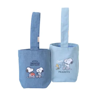 【Norns】Peanuts史努比牛仔飲料提袋(雙面刺繡牛仔風藍 飲料提袋 隨身手提袋)
