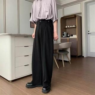 【Pure 衣櫃】韓風抽繩黑色垂感長褲(垂感長褲/KDPY-A509)