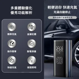 【JHS】快速充氣 無線輪胎打氣機 附四種充氣嘴(可當行充 電動打氣機 汽車/機車/自行車/球類適用)