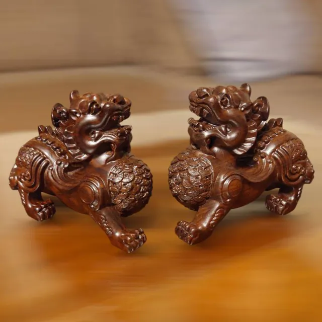 【桃花源創意工坊】黑檀木雕招財貔貅家居擺飾辦公室客廳擺件(木雕)