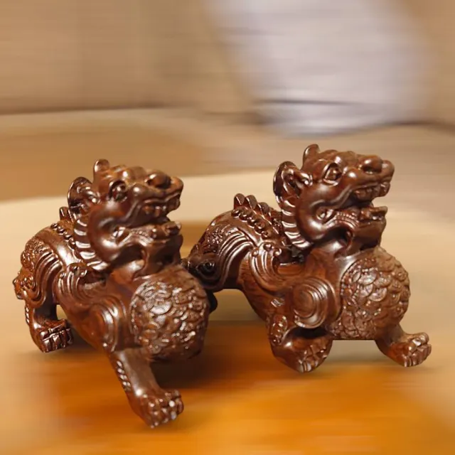 【桃花源創意工坊】黑檀木雕招財貔貅家居擺飾辦公室客廳擺件(木雕)