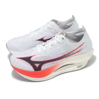 【MIZUNO 美津濃】競速跑鞋 Wave Rebellion PRO Low 男鞋 白 紅 碳板 長距離 馬拉松 美津濃(U1GD2540-11)