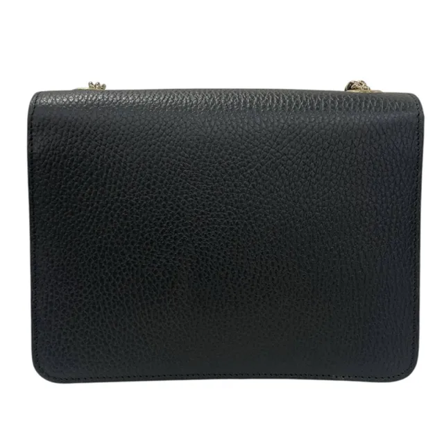 【GUCCI 古馳】牛皮雙層雙G釦鏈包 展示品(黑色)