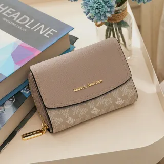 【金安德森】Genevieve 經典老花折疊中夾(杏灰)