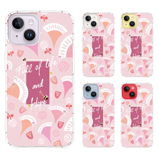 【YOURS】iPhone17/16/15/14/13/12系列 彩鑽防摔手機殼-韓紅花(Air/ProMax/Plus/mini/Pro/16e/11/SE3/XR)