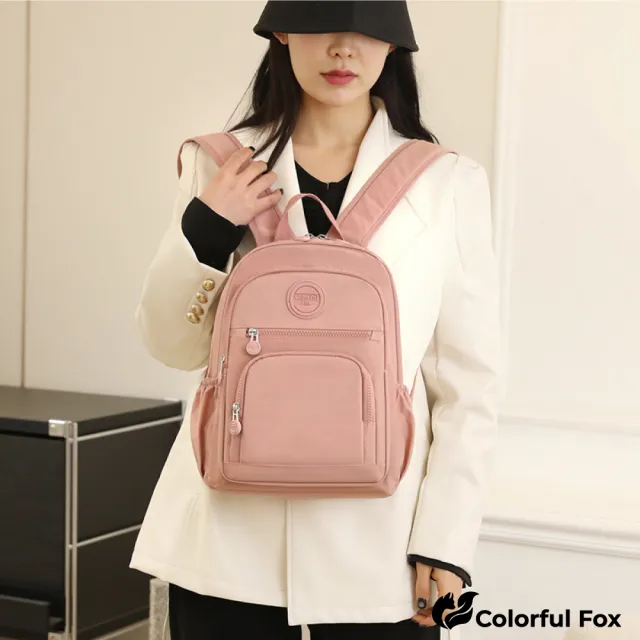【Colorful Fox】韓版簡約防水包 功能型後背包 雙肩包(黑／灰／深藍／藍綠／紫／卡其