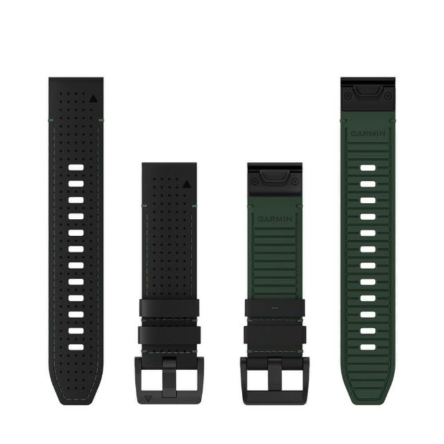 【GARMIN】QuickFit 22mm 黑色皮革 FKM氟橡膠混合材質錶帶