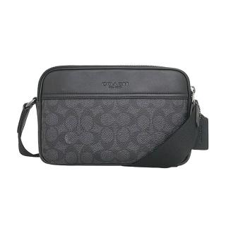【COACH】型男最愛黑灰c logo斜背郵差包(CV921 QBMI5)